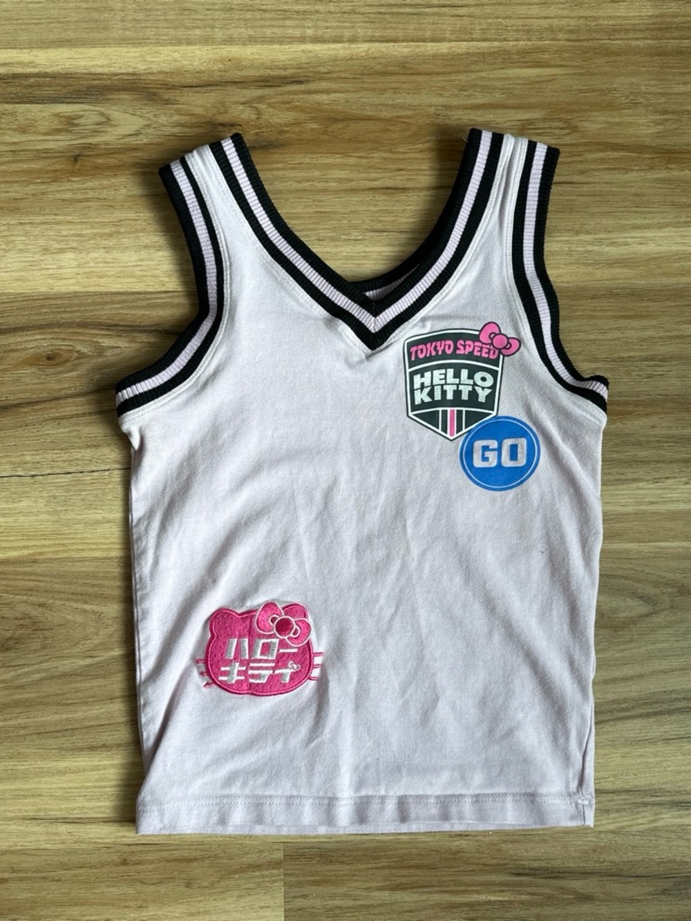 Hello Kitty White & Pink Tank Top with Graphic Badges